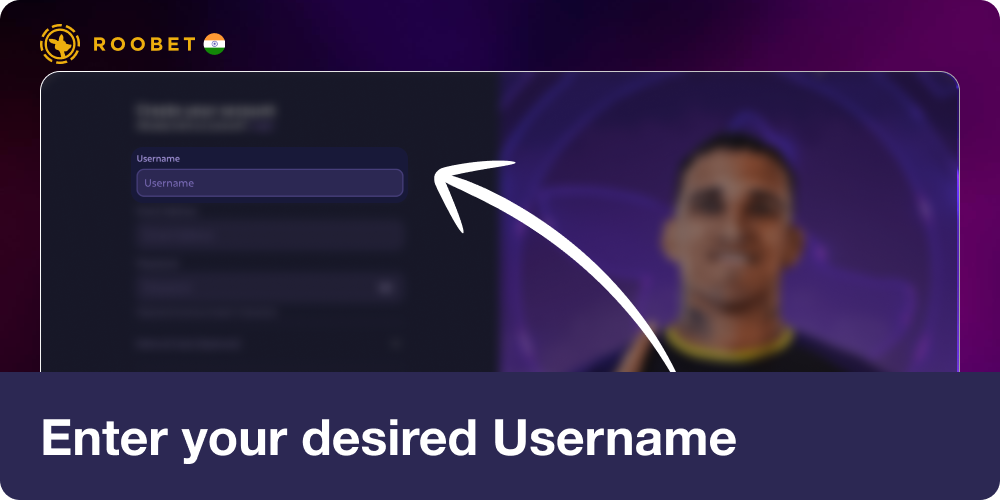 Enter your Desired Username in Roobet