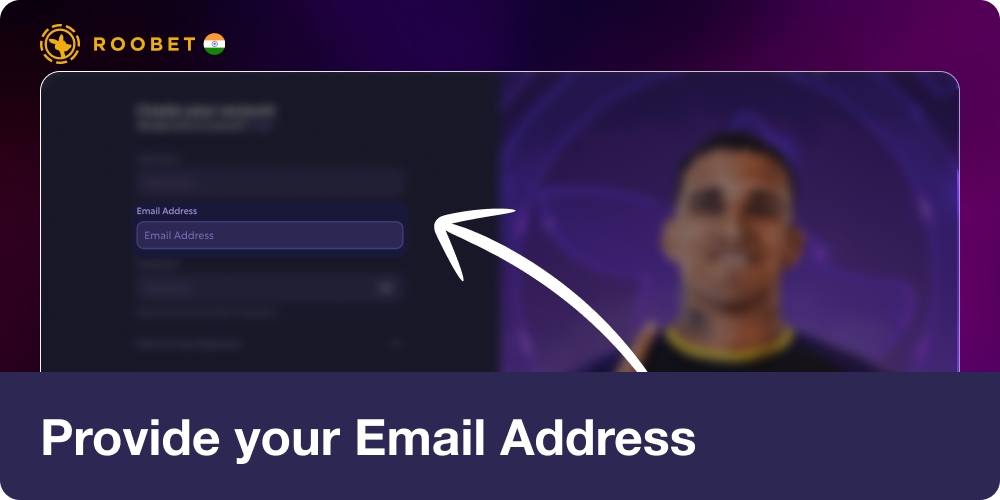 Enter your email address in Roobet