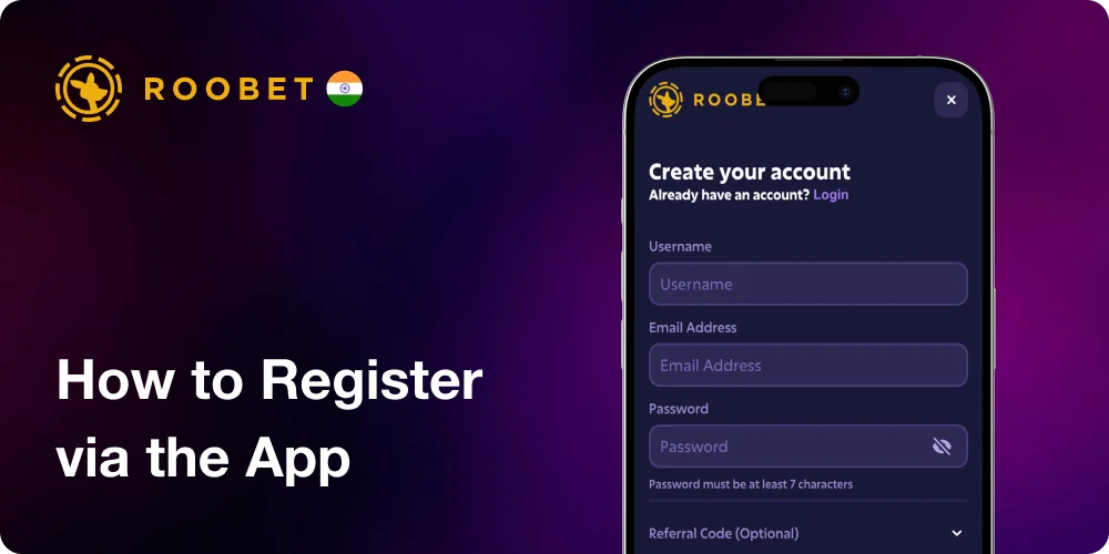 How to Register via the Mobile Roobet App