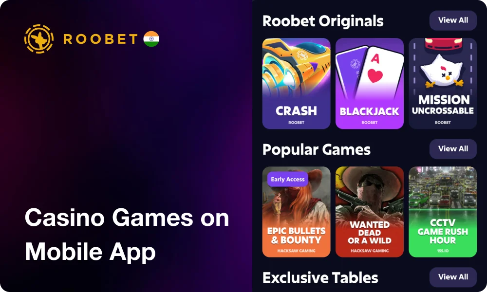 Casino Games on Mobile Roobet App