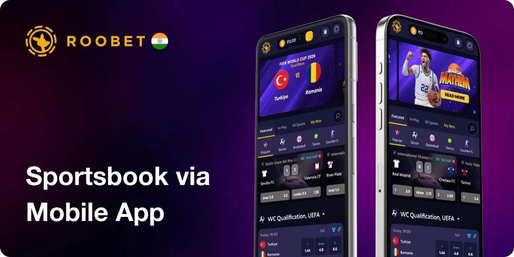 Sports Betting via Roobet Mobile App for Android & iOS devices