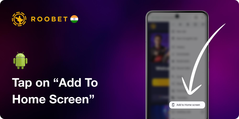 Tap on "Add to Home screen" in Roobet website