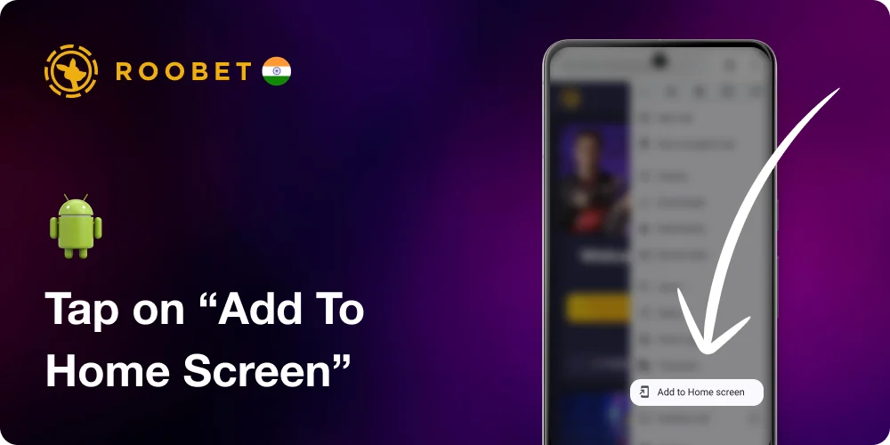 Tap on "Add to Home screen" in Roobet website